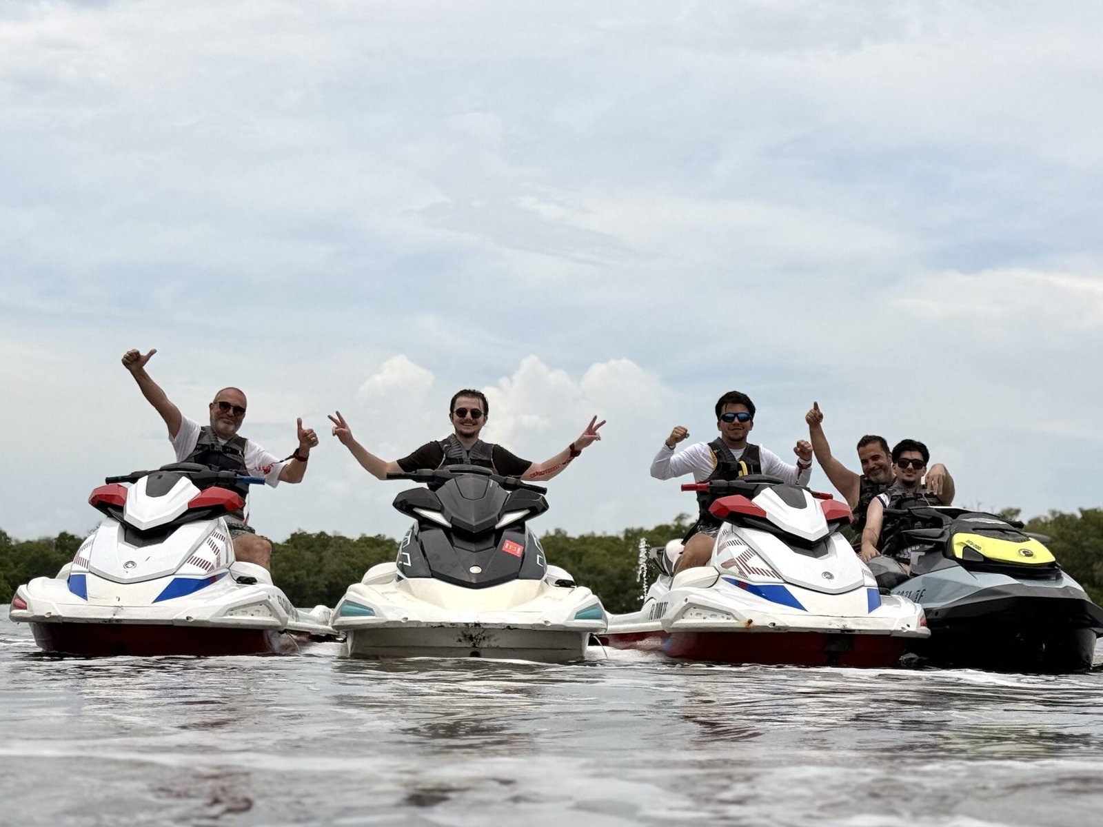 Group of jet ski riders on the Sanibel Causeway tour route