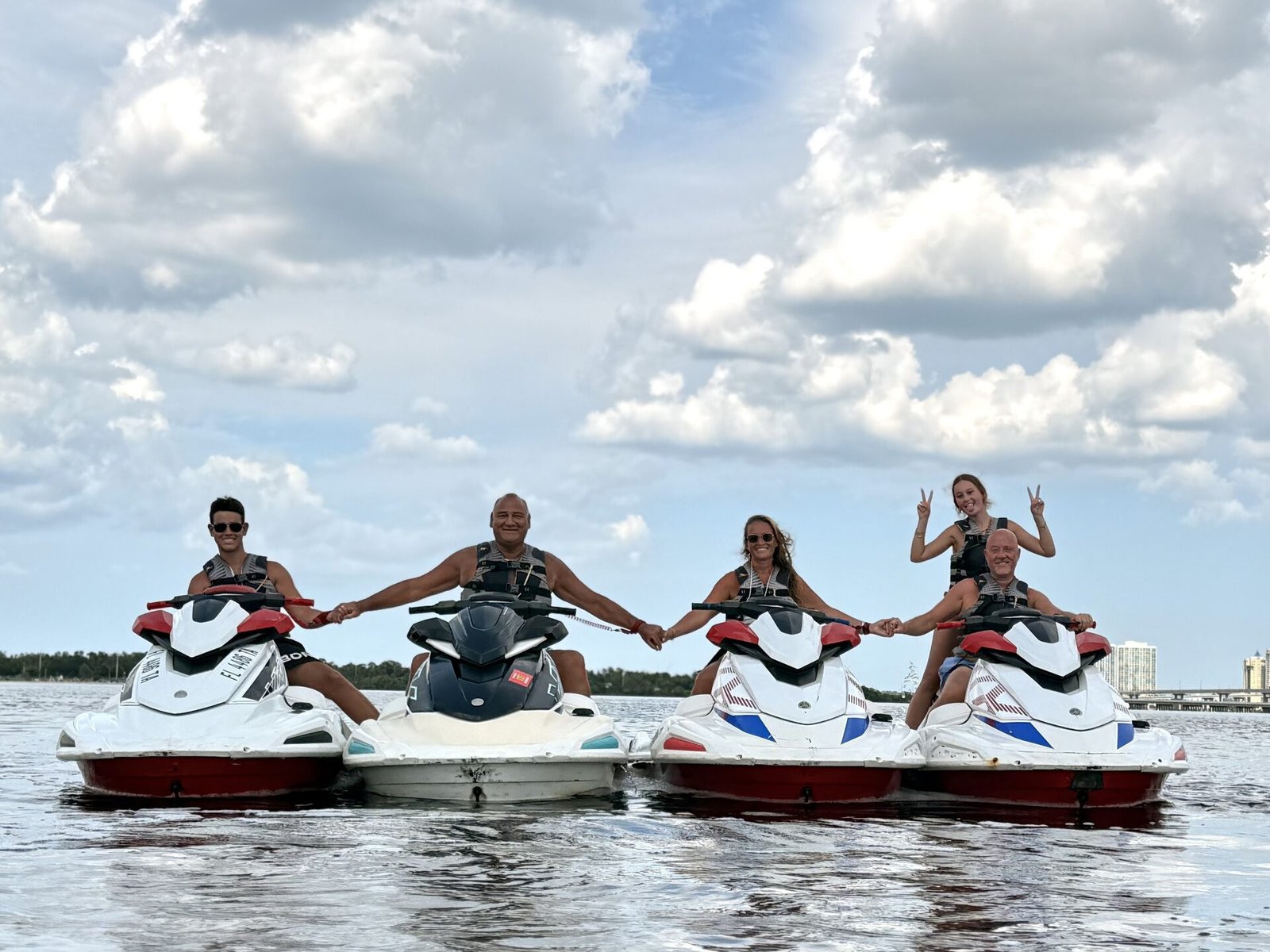 Group of friends on jet ski rentals near Fort Myers